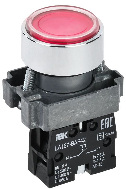 BBT20-BAF42-2-22-67-K04_1.jpeg Кнопка LA167-BAF42 d22мм 1НЗ красн. KARAT IEK BBT20-BAF42-2-22-67-K04 — изображение 1