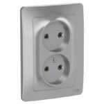 Розетка 2-м СП Blanca 16А IP20 250В без заземл. без защ. шторок алюм. SE BLNRS000023