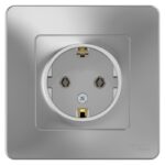 Розетка 1-м СП Blanca 16А IP20 250В с заземл. без защ. шторок алюм. SE BLNRS001013 — изображение 2