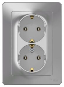 Розетка 2-м СП Blanca 16А IP20 250В с заземл. без защ. шторок алюм. SE BLNRS001023 — изображение 2