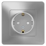 Розетка 1-м СП Blanca 16А IP20 250В с заземл. защ. шторки алюм. SE BLNRS001113 — изображение 2