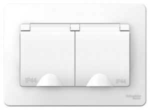 Розетка 2-м СП Blanca 16А IP44 250В с заземл. защ. шторки с крышкой бел. SE BLNRS441121 — изображение 2