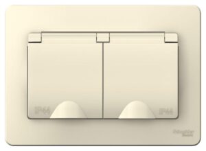 Розетка 2-м СП Blanca 16А IP44 250В с заземл. защ. шторки с крышкой молоч. SE BLNRS441122 — изображение 2