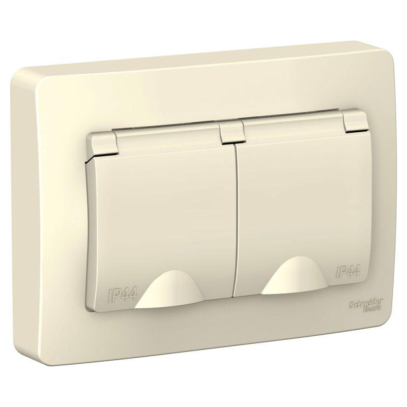 BLNRS441122_2.jpeg Розетка 2-м СП Blanca 16А IP44 250В с заземл. защ. шторки с крышкой молоч. SE BLNRS441122 — изображение 1