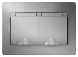 Розетка 2-м СП Blanca 16А IP44 250В с заземл. защ. шторки с крышкой алюм. SE BLNRS441123 — изображение 2