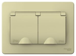 Розетка 2-м СП Blanca 16А IP44 250В с заземл. защ. шторки с крышкой беж. SE BLNRS441127 — изображение 2