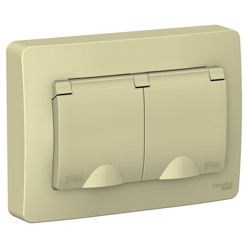 BLNRS441127_2.jpeg Розетка 2-м СП Blanca 16А IP44 250В с заземл. защ. шторки с крышкой беж. SE BLNRS441127 — изображение 1