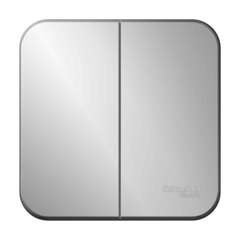 BLNVA105013_2.jpeg Выключатель 2-кл. ОП Blanca 10А IP20 (сх. 5) 250В с изолир. пластиной алюм. SE BLNVA105013 — изображение 1