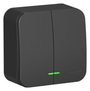 Выключатель 2-кл. ОП Blanca 10А IP20 (сх. 5) 250В с подсветкой с изолир. пластиной антрацит SE BLNVA105116 — изображение 4