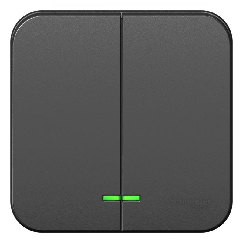BLNVA105116_2.jpeg Выключатель 2-кл. ОП Blanca 10А IP20 (сх. 5) 250В с подсветкой с изолир. пластиной антрацит SE BLNVA105116 — изображение 1