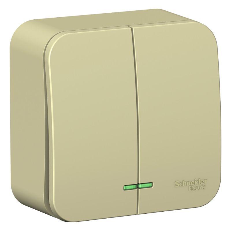 BLNVA105117_2.jpeg Выключатель 2-кл. ОП Blanca 10А IP20 (сх. 5) 250В с подсветкой с изолир. пластиной беж. SE BLNVA105117 — изображение 1
