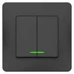 Выключатель 2-кл. СП Blanca 10А IP20 (сх. 5) 250В с подсветкой антрацит SE BLNVS010516 — изображение 2