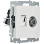 Розетка компьютерная + телевизионная 2-м Brite РТВ/РК12-БрБ RJ45 кат.5E + TV механизм бел. IEK BR-AK20-1-K01 — изображение 4