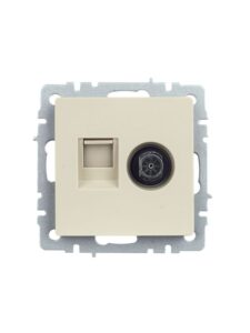 Розетка компьютерная + телевизионная 2-м Brite РТВ/РК12-БрКр RJ45 кат.5E + TV механизм беж. IEK BR-AK20-1-K10 — изображение 7