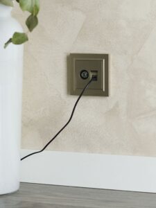 Розетка компьютерная + телевизионная 2-м Brite РТВ/РК12-БрШ RJ45 кат.5E + TV механизм шампань IEK BR-AK20-1-K37 — изображение 4