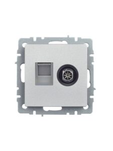 Розетка компьютерная + телевизионная 2-м Brite РТВ/РК12-БрА RJ45 кат.5E + TV механизм алюм. IEK BR-AK20-1-K47 — изображение 7