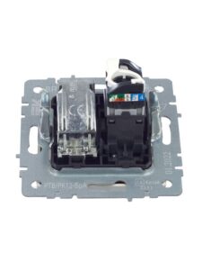 Розетка компьютерная + телевизионная 2-м Brite РТВ/РК12-БрА RJ45 кат.5E + TV механизм алюм. IEK BR-AK20-1-K47 — изображение 4