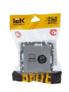 Розетка компьютерная + телевизионная 2-м Brite РТВ/РК12-БрА RJ45 кат.5E + TV механизм алюм. IEK BR-AK20-1-K47 — изображение 6