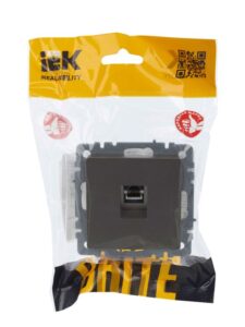 Розетка компьютерная СП RJ45 кат.5E BRITE РК10-БрШ механизм шампань IEK BR-K10-1-K37 — изображение 6