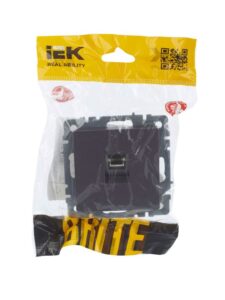 Розетка компьютерная СП RJ45 кат.5E BRITE РК10-БрС механизм сталь IEK BR-K10-1-K46 — изображение 6