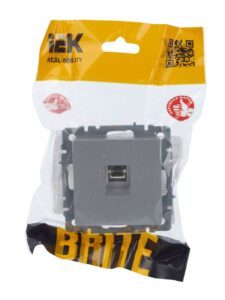 Розетка компьютерная СП RJ45 кат.5E BRITE РК10-БрА механизм алюм. IEK BR-K10-1-K47 — изображение 6