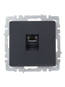 Розетка компьютерная СП RJ45 кат.5E BRITE РК10-БрГ механизм графит IEK BR-K10-1-K53 — изображение 4