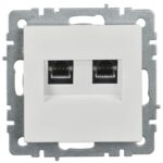 Розетка компьютерная двойн. СП RJ45 кат.5E BRITE РК10-2-БрБ механизм бел. IEK BR-K20-1-K01 — изображение 2
