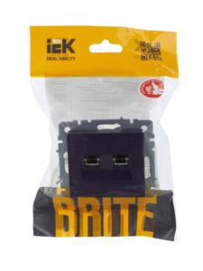 Розетка компьютерная двойн. СП RJ45 кат.5E BRITE РК10-2-БрЧ механизм черн. IEK BR-K20-1-K02 — изображение 6