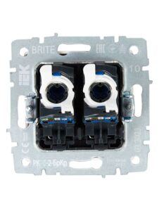 Розетка компьютерная двойн. СП RJ45 кат.5E BRITE РК10-2-БрКр механизм беж. IEK BR-K20-1-K10 — изображение 3