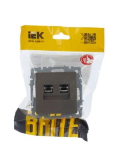 Розетка компьютерная двойн. СП RJ45 кат.5E BRITE РК10-2-БрШ механизм шампань IEK BR-K20-1-K37 — изображение 6