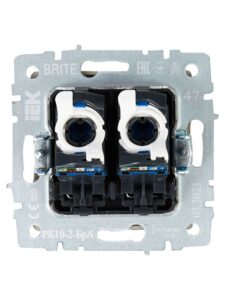 Розетка компьютерная двойн. СП RJ45 кат.5E BRITE РК10-2-БрА механизм алюм. IEK BR-K20-1-K47 — изображение 3