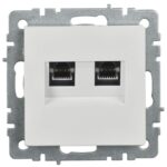 Розетка двойная СП RJ11+RJ45 кат.5E BRITE РК/Т12-БрБ механизм бел. IEK BR-KT20-O-1-K01 — изображение 2
