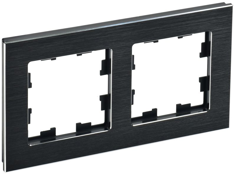 BR-M22-M-K02_1.jpeg Рамка 2-м BRITE РУ-2-1-БрЧ металл черн. IEK BR-M22-M-K02 — изображение 1