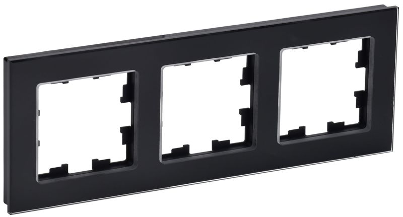 BR-M32-G-K02_1.jpeg Рамка 3-м BRITE РУ-3-2-БрЧ стекло черн. IEK BR-M32-G-K02 — изображение 1