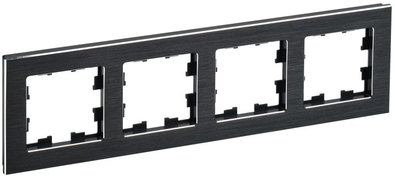 BR-M42-M-K02_1.jpeg Рамка 4-м BRITE РУ-4-1-БрЧ металл черн. IEK BR-M42-M-K02 — изображение 1