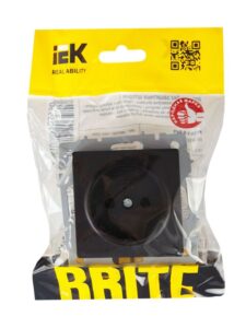Розетка BRITE РС10-1-0-БрЧ 10А без заземл. без защ. шторок механизм черн. IEK BR-R10-10-K02 — изображение 5