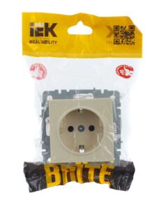 Розетка BRITE РС11-1-0-БрКр 16А с заземл. без защ. шторки механизм беж. IEK BR-R11-16-K10 — изображение 6