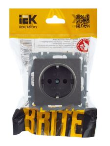 Розетка 1-м СП BRITE РС14-1-0-БрС 16А с заземл. защ. шторки механизм сталь IEK BR-R14-16-K46 — изображение 6