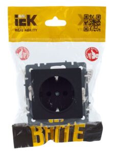Розетка 1-м СП BRITE РС14-1-0-БрГ 16А с заземл. защ. шторки механизм графит IEK BR-R14-16-K53 — изображение 6