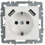 Розетка BRITE РЮш10-1-БрБ 16А с USB A+A 2.1А с заземл. защ. шторки механизм бел. IEK BR-R14-16-U21-D21-K01 — изображение 2