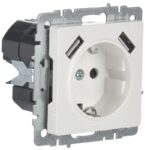 Розетка BRITE РЮш10-1-БрБ 16А с USB A+A 2.1А с заземл. защ. шторки механизм бел. IEK BR-R14-16-U21-D21-K01 — изображение 4