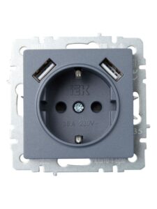 Розетка BRITE РЮш10-1-БрМ 16А с USB A+A 2.1А с заземл. защ. шторки механизм маренго IEK BR-R14-16-U21-D21-K35 — изображение 7