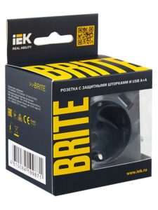 Розетка BRITE РЮш10-1-БрМ 16А с USB A+A 2.1А с заземл. защ. шторки механизм маренго IEK BR-R14-16-U21-D21-K35 — изображение 6