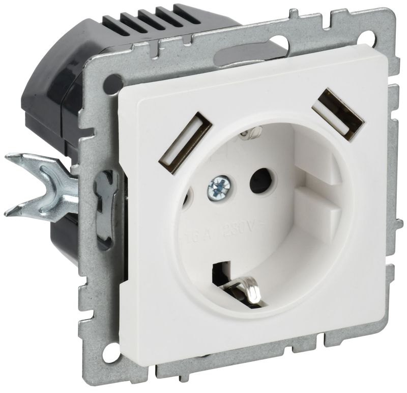 BR-R14-16-U21-D21-K91_1.jpeg Розетка BRITE РЮш10-1-БрАБ 16А с USB A+A 2.1А с заземл. защ. шторки механизм арктич. бел. IEK BR-R14-16-U21-D21-K91 — изображение 1