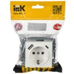 Розетка BRITE РЮш11-1-БрБ 16А с USB A+C 18Вт с заземл. защ. шторки механизм бел. IEK BR-R14-16-U22-018-K01 — изображение 6