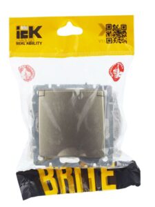 Розетка BRITE РСбш10-3-44-БрШ 16А IP44 с заземл. защ. шторки с крышкой механизм шампань IEK BR-R16-16-44-K37 — изображение 2
