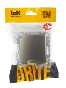 Розетка BRITE РСбш10-3-БрШ 16А IP20 с заземл. защ. шторки с крышкой механизм шампань IEK BR-R16-16-K37 — изображение 2