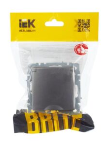 Розетка BRITE РСбш10-3-БрС 16А IP20 с заземл. защ. шторки с крышкой механизм сталь IEK BR-R16-16-K46 — изображение 2