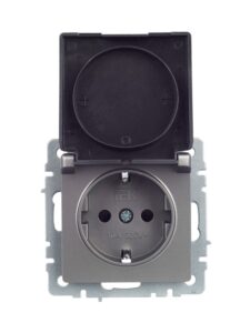 Розетка BRITE РСбш10-3-БрС 16А IP20 с заземл. защ. шторки с крышкой механизм сталь IEK BR-R16-16-K46 — изображение 8