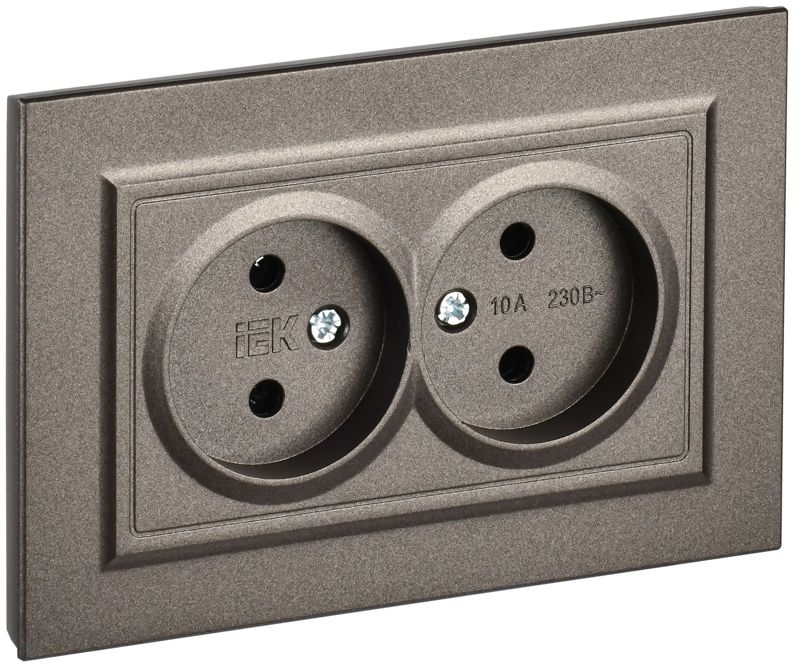 BR-R20-10-K45-F_1.jpeg Розетка 2-м СП BRITE РС12-2-БрТБ 10А в сборе без заземл. без защ. шторок бр. IEK BR-R20-10-K45-F — изображение 1